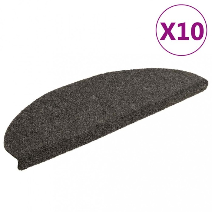 vidaXL Covorașe pentru scări autoadezive, 10 buc., 65x21x4 cm, antracit, semirotunde, mari