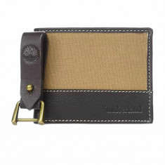 Set portofel pentru barbati Timberland piele/textil + breloc Canvas & Leather Billfold, Maro