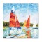 Tablou pictat manual, Cursa veliere, 50x50cm ulei pe panza in cutit efect 3D, gata de expus pe perete