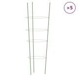 Cumpara ieftin Suport plante de gradina cu 4 inele, 5 buc, verde, 45 cm, otel