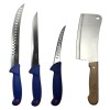 Set profesional de macelarie, transat, injunghiat, dezosat, filetat, 3 cutite otel carbon, satar