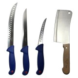 Cumpara ieftin Set profesional de macelarie, transat, injunghiat, dezosat, filetat, 3 cutite otel carbon, satar