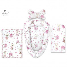 Set 4 in 1 Cosulet bebelus MimiNu Baby Cocoon 75x55 cm Design Pink Ballerina