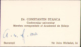 HST A1762 Carte de vizită prof dr Constantin Stanca 1947