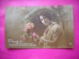 HOPCT 12185 ANUL 1911 -FELICITARE VECHE -FEMEI FRUMOASE -FRANTA -EUROPA - -ROMANTICA- -CIRCULATA