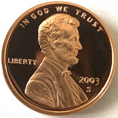 AMERICA 1 CENT 2003 PROOF LITERA S.( Memorialul Lincoln)