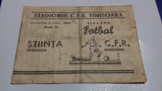 program CFR Timisoara - Stiinta Timisoara [cupa Rom.] 8 03 1959 foto