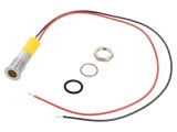 Lampă de control LED galbenă, &Oslash;8mm, IP67, 24V DC - Q8