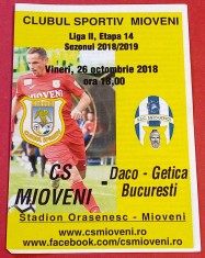 Program meci fotbal CS MIOVENI - DACO GETICA BUCURESTI (26.10.2018)