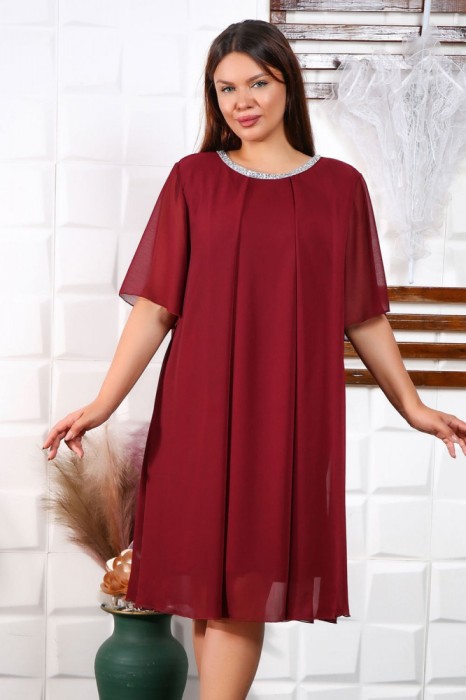 Rochie de voal Karola Marsala - 54Marimea