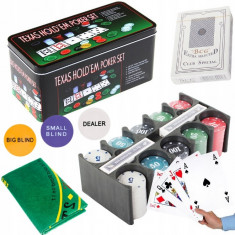 Set poker Profesional Texas Hold'em, 200 jetoane, 2 pachete carti de joc