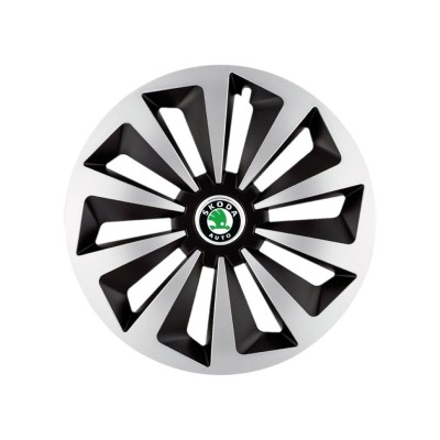Set 4 capace roti Fox Gri-Negru R15 Compatibil Cu Skoda foto