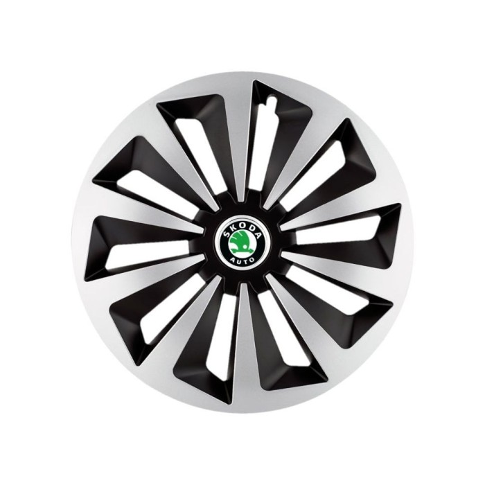Set 4 capace roti Fox Gri-Negru R15 Compatibil Cu Skoda