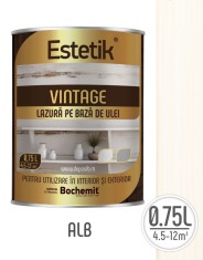 Lazura lemn Estetik Vintage 0.75l alb protectie UV