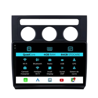 Navigatie Dedicata Volkswagen Touran (2003-2010),QuadCore, 10Inch, 4Gb Ram, 64Gb Stocare, Carplay foto