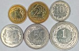 POLONIA LOT / SET Nr 1 , 6 buc : 1 + 2 + 10 + 20 + 50 Groszy + 1 ZLOT 2012 , VF +