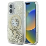 Husa pentru iPhone 16 - Hello Kitty Hardcase Liquid Glitter Fever MagSafe (HKHMP16SLGDIH) - White/Gold