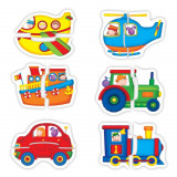 Baby Puzzles: Set de 6 puzzle-uri Transport - 2 piese, Galt