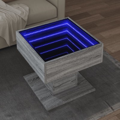vidaXL Măsuță de cafea cu LED sonoma gri 50x50x45cm lemn prelucrat foto