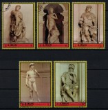 Timbre Ajman 1972 - Michelangelo, Arta, Sculpturi, Serie Completa, Colectie, Timbre Straine Dupa 1950