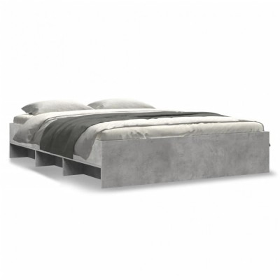 vidaXL Cadru de pat fără saltea Gri beton 160x200cm Lemn prelucrat 3295642 foto