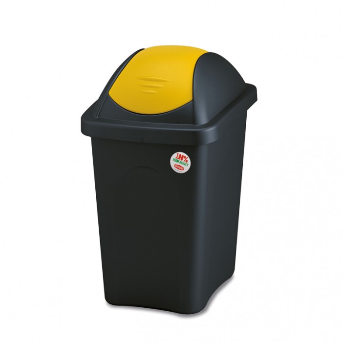 Cos de gunoi Stefanplast Multipat, Capac oscilant, 60 L, Gri/Galben