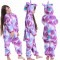 Pijamale salopeta copii, model Unicorn, culoare Mov, imprimeu cu Inorogi, marimea 164-184, varsta 14-16 ani