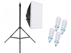 Kit Lampa Lumina Continua Softbox pentru Studio Foto sau Videochat cu 4 Becuri E27 Incluse foto
