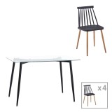 Cumpara ieftin Set dining Quana-Aurora I, Pako World, 5 piese, Negru-Natural, 120x70x75 cm