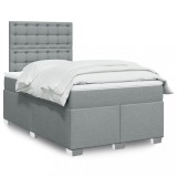 VidaXL Pat box spring cu saltea, gri deschis, 120x190 cm, textil 3292741