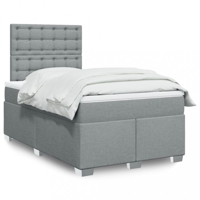 vidaXL Pat box spring cu saltea, gri deschis, 120x190 cm, textil 3292741