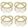 Set 4 Prinderi Magnetice Draperii Perdele Crem cu Margele Decorative Tip Snur, Design Elegant, Montare Usoara Fara Perforare