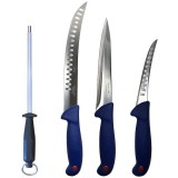 Cumpara ieftin Set profesional de macelarie, transat injunghiat, dezosat, filetat, 3 cutite, masat pentru ascutit