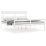 Cumpara ieftin Cadru de pat senior cu tablie, alb, Super King Size, lemn masiv