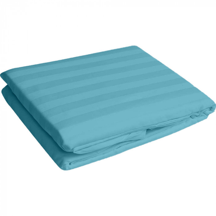 Cearsaf de pat cu elastic din damasc, densitate 130 g/mp, Turcoaz, 160/200cm