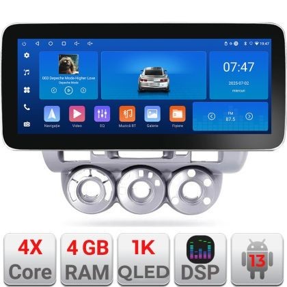 Navigatie Honda Fit Jazz 2004-2008 Edotec 4+64 12.3 inch Incell 1K android Wifi 5Ghz gps internet Kit-jazz CarStore Technology