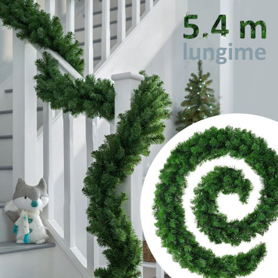 Ghirlanda decorativa luxury pine din crengi de brad artificial, lungime 5.4 m, foto