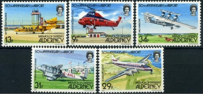 C154 - Alderney 1985 - Aviatie 5v. neuzat,perfecta stare