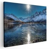 Tablou peisaj munte lac iarna Tablou canvas pe panza CU RAMA 30x40 cm