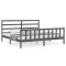 Cadru pat cu tablie 200x200 cm, gri, lemn masiv