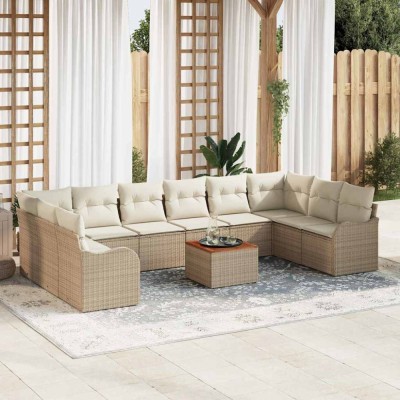 vidaXL Set de canapele pentru grădină 11 pcs Bej, alb foto