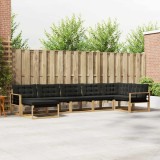 vidaXL Set de canapele de exterior cu pernă 7 pcs Alb și negru 3388906