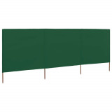 Paravan anti-vant cu 3 panouri, verde, 400x120 cm, textil GartenMobel Dekor, vidaXL