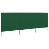 Paravan vant verde 400x120 cm vidaXL, 3 panouri, protectie vant terasa, gradina, parav&acirc;nt textil, umbrela pliabila