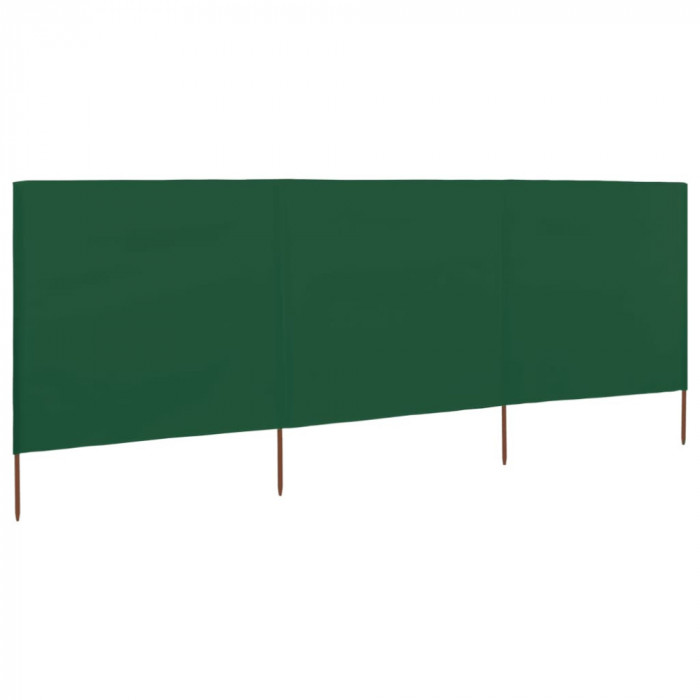 Paravan anti-vant cu 3 panouri, verde, 400x120 cm, textil GartenMobel Dekor