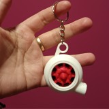 Breloc Turbina Alba cu Axa Rosie Rotativa , Breloc Auto 3D Interactiv pentru Chei