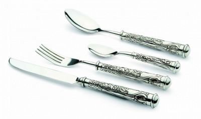 Set 24 tacamuri argintate Silver Cutlery for six Chinelli &amp;amp;#8211; made in Italy Cesello Style COD: 1216 foto