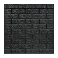 Set 10 placi tapet 3d, flippy, 70 x 77 cm, grosime 3 mm, din polietilena, model caramida, suprafata acoperita 5.3 mp, gri antracit
