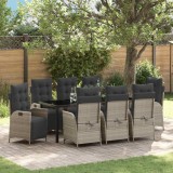 Cumpara ieftin Set de masă pentru grădină 9 pcs Gri deschis Rattan poli