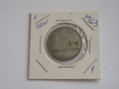 M1 C10 - Moneda foarte veche 94 - Romania - 1 leu 1963 foto